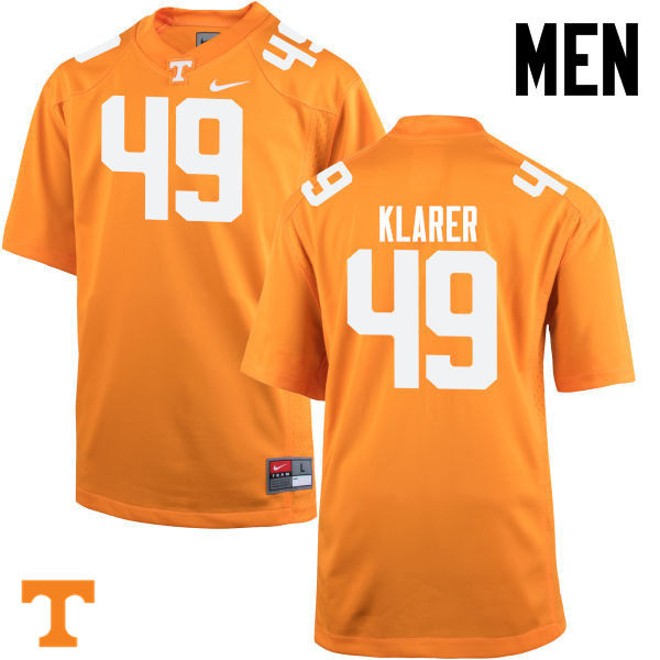 Men #49 Rudy Klarer Tennessee Volunteers College Football Jerseys-Orange